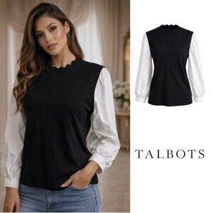 NEW Talbots WOVEN SLEEVE PULLOVER